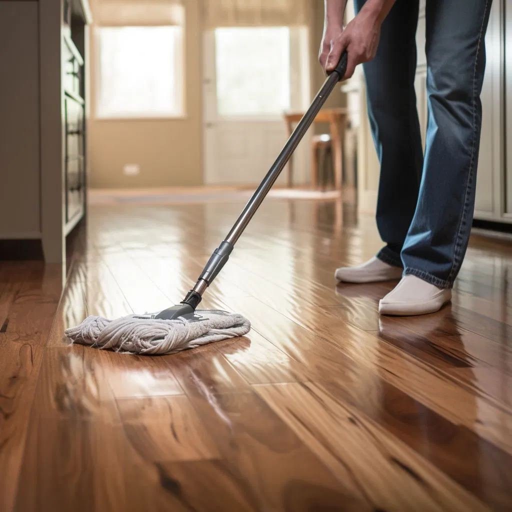 Hardwood floor before cleaning